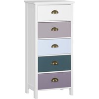 HOMCOM Storage Cabinet Chest of Drawers 5 Drawer Dresser for Bedroom in White