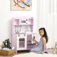 Kitchen Playset Wooden Play Kitchen Water Dispenser Microwave