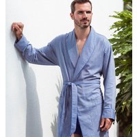 Garrison Herringbone Cotton Twill Dressing Gown Mid