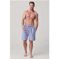 British Boxers Men's "Staffordshire Blue" Herringbone Brushed Cotton Sleep Shorts in Light Blue | Size: Large