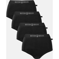 British Boxers Women's Pack of Four "Kohl Black" Bamboo Hipster Boxer Briefs in Black | Size: 18