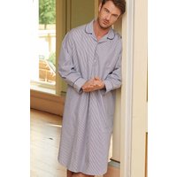 "Navy Pinstripe" Crisp Cotton Nightshirt Mid