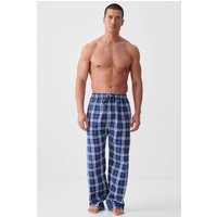 "Chester Blue on Blue" Check Crisp Cotton Pyjama Trousers
