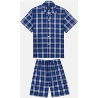 "Chester Blue on Blue" Check Crisp Cotton Short Pyjama Set