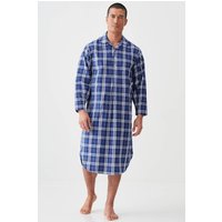"Chester Blue on Blue" Check Crisp Cotton Nightshirt