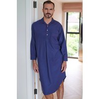 British Boxers Men's "Alton" Brushed Cotton Nightshirt in Dark Blue | Size: XL