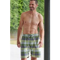 "Shetland" Check Brushed Cotton Sleep Shorts Pale