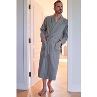 "Orkney" Herringbone Brushed Cotton Dressing Gown Pale