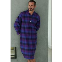 British Boxers Men's "Berwick" Check Brushed Cotton Nightshirt in Plum | Size: Medium
