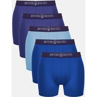 British Boxers Men's Pack of Five "Steel Blues" Stretch Trunks in Dark Blue | Size: Small