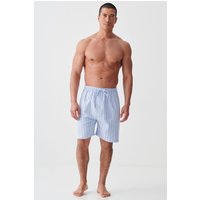 British Boxers Men's "Westwood Blue" Stripe Brushed Cotton Sleep Shorts in Light Blue | Size: Small