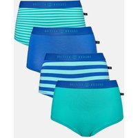 British Boxers Women's Pack of Four "Seagreen" Bamboo Hipster Boxer Briefs in Bright Blue | Size: 10
