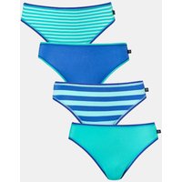 British Boxers Women's Pack of Four "Seagreen" Bamboo High Leg Knickers in Bright Blue | Size: 8
