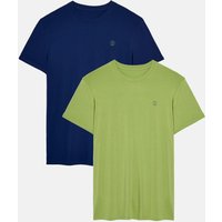 Two Pack "Tarragon & Navy" Bamboo T Shirts Olive