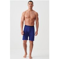 "Royal Blue & Navy Stripe" Bamboo Sleep Shorts