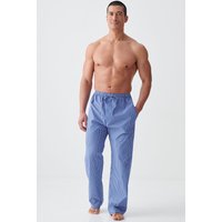 "Stowe Prussian Blue & Stripe" Crisp Cotton Pyjama Trousers Navy
