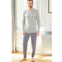 "Grey Melange" Stripe Bamboo Pyjama Set