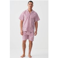 "St James Pinstripe" Crisp Cotton Short Pyjama Set Dark