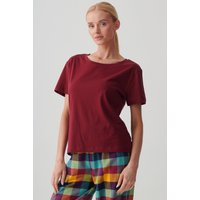 "Burgundy" Cotton Scoop Neck T Shirt