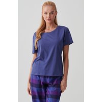 "Purply Blue" Cotton Scoop Neck T Shirt Purple