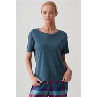 "Petrol" Cotton Scoop Neck T Shirt
