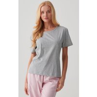 "Heather Grey" Cotton Scoop Neck T Shirt Light Grey