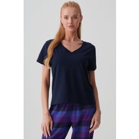 "French Navy" Cotton V Neck T Shirt