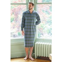 British Boxers Men's "Jura" Tartan Brushed Cotton Nightshirt in Dark Green | Size: Large
