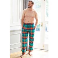 British Boxers Men's "Acorn Squash" Check Brushed Cotton Pyjama Trousers in Dark Green | Size: 2XL