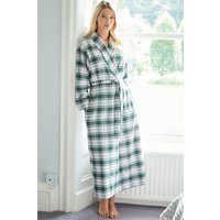 British Boxers Women's "Burnet Rose" Tartan Brushed Cotton Dressing Gown in Baby Pink | Size: Medium