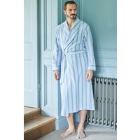 British Boxers Men's "Brighton Blue" Stripe Brushed Cotton Dressing Gown in Light Blue | Size: Small