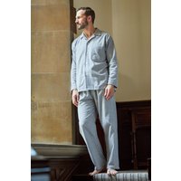 "Chalk" Stripe Brushed Cotton Pyjama Set Mid