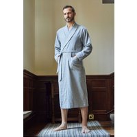 "Chalk" Stripe Brushed Cotton Dressing Gown Mid