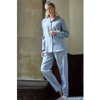 British Boxers Women's "Chalk" Stripe Brushed Cotton Pyjama Set in Grey | Size: Medium