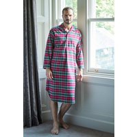 British Boxers Men's "Gaia" Tartan Brushed Cotton Nightshirt in Burgundy | Size: Large