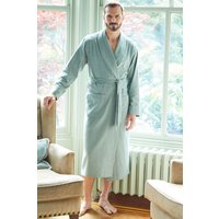 British Boxers Men's "Moss" Herringbone Brushed Cotton Dressing Gown in Dark Green | Size: Large
