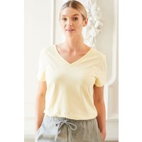 "Butter Yellow" Cotton V Neck T Shirt
