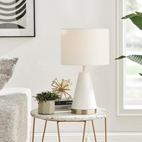 FurnitureboxUK Zoe Energy Efficient Conical Metal Table Lamp Light With Fabric Shade (Including Bulb) in White