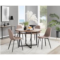 FurnitureboxUK Adley Brown Wood Storage Dining Table & 4 Corona Black Leg Chairs in Beige