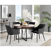 FurnitureboxUK Adley Brown Wood Storage Dining Table & 4 Calla Black Leg Chairs