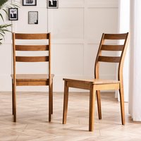 FurnitureboxUK Set of 2 Lynton Wooden Farmhouse Dining Chairs in Walnut