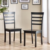 FurnitureboxUK Set of 2 Whitby Solid Wood Dining Chairs in Black