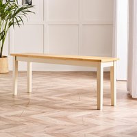 FurnitureboxUK Tenby Large Cream & Oak Coloured Wooden Dining Bench in Light Oak