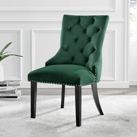 FurnitureboxUK Set of 2 Belgravia Deep Padded Soft Velvet & Chrome Knockerback Dining Chairs With Black Powder Coated Legs in Green