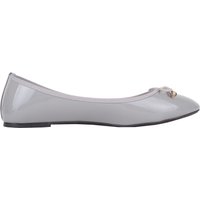 ABSOLUTE FOOTWEAR Women's Slip On Faux Patent Leather Smart Casual Work School Ballerina Style Dolly Shoes in Grey | Size: 4