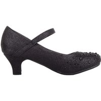 ABSOLUTE FOOTWEAR Girl's Childrens Kids Glitter Sparkly Diamante Party Pagent Heeled Shoes in Black | Size: 2