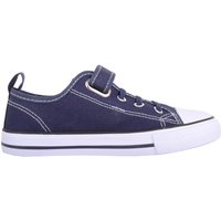 ABSOLUTE FOOTWEAR Childrens Kids Slip On Touch & Close Canvas Pumps Shoes Trainers in Navy | Size: Infant 10