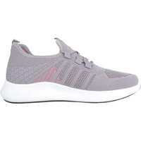 ABSOLUTE FOOTWEAR Women's Womens Slip On Lace Up Lightweight Breathable Gym Workout Trainers in Grey | Size: 7