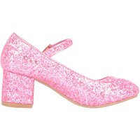 ABSOLUTE FOOTWEAR Girl's Childrens Kids Slip On Heeled Sparkly Glitter Pagent Party Shoes in Pink | Size: Infant 13