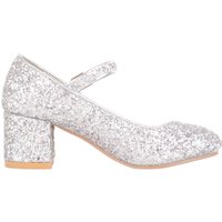ABSOLUTE FOOTWEAR Girl's Childrens Kids Slip On Heeled Sparkly Glitter Pagent Party Shoes in Silver | Size: Infant 11
